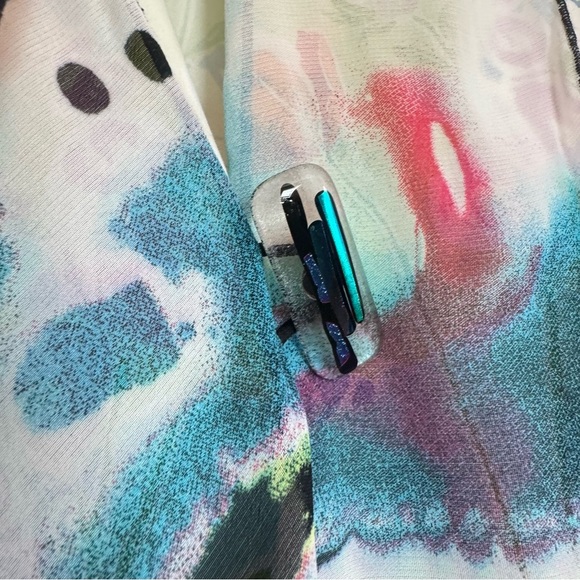 Lee Anderson Vintage Art to Wear Mixed Media Floral Long Lightweight Jacket - Picture 4 of 6